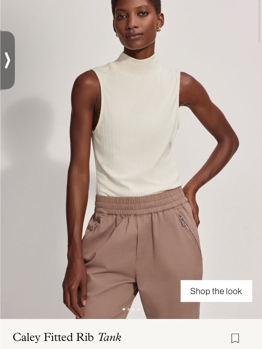 Varley Caley Fitted Ribbed Mock Neck Tank - Ivory